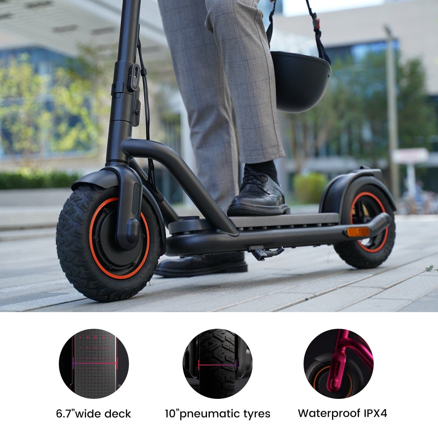 NAVEE N65 Electric Scooter w/40 mi Max Operating Range & 20 mph Max Speed - Black