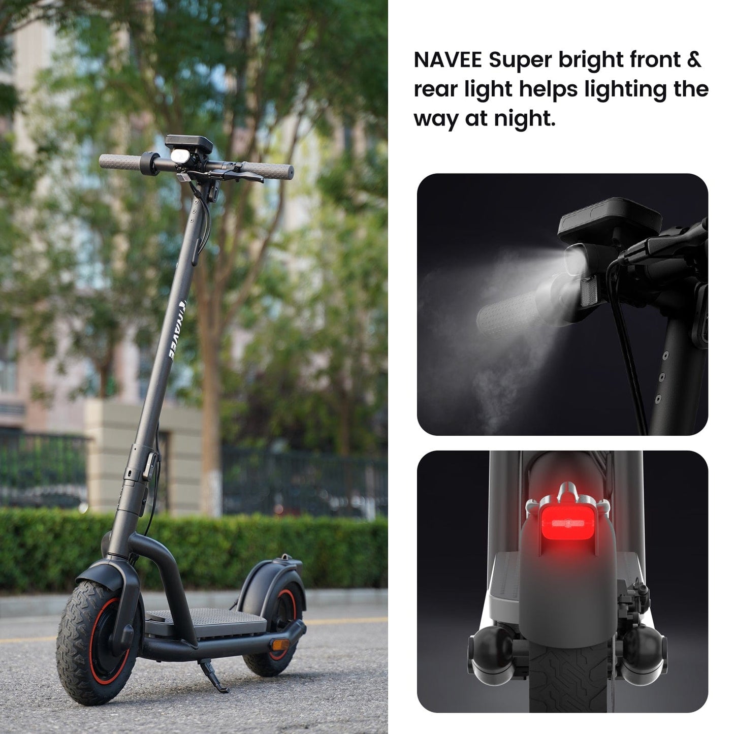 NAVEE N65 Electric Scooter w/40 mi Max Operating Range & 20 mph Max Speed - Black