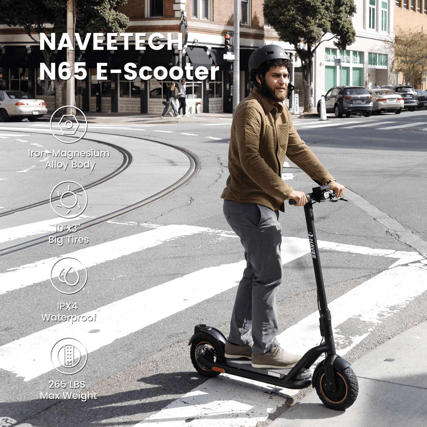 NAVEE N65 Electric Scooter w/40 mi Max Operating Range & 20 mph Max Speed - Black