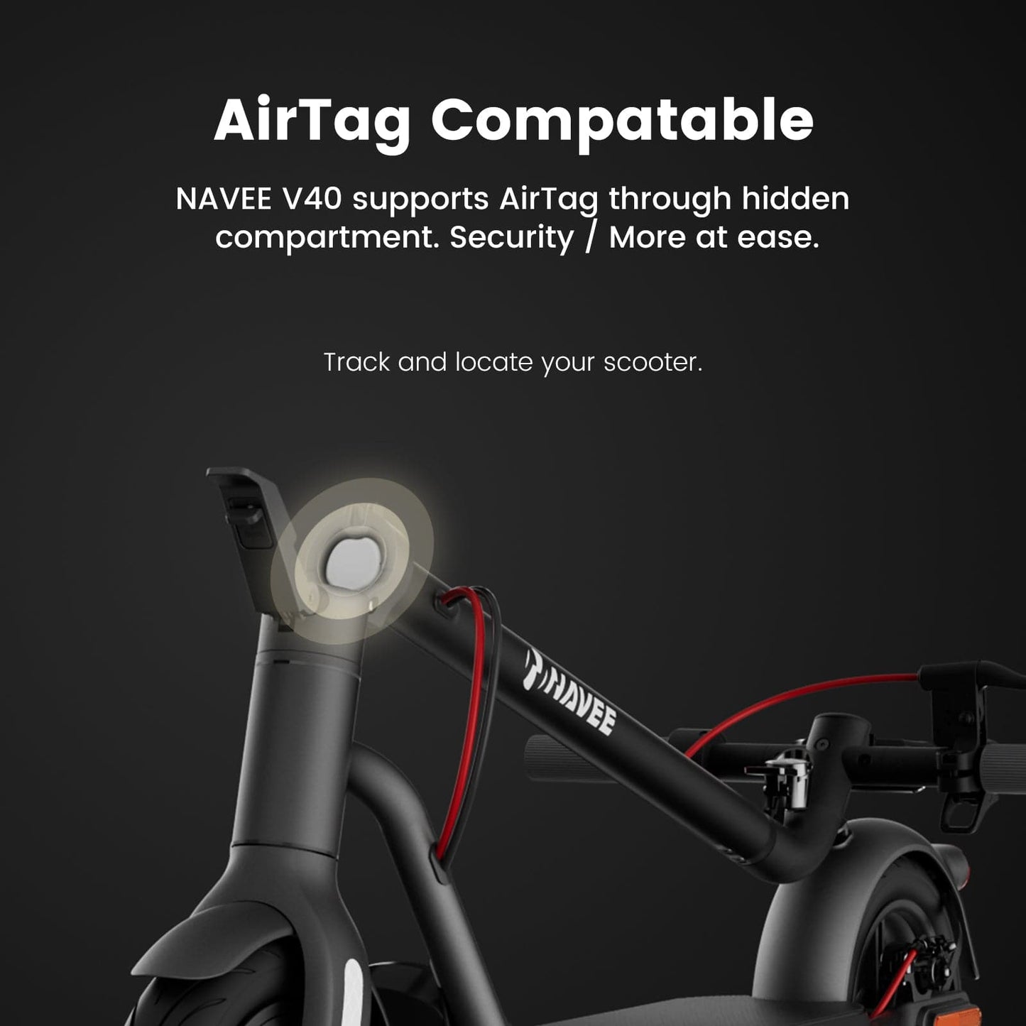 NAVEE V40 Foldable Electric Scooter w/ 25 Miles Max Operating Range & 20 mph Max Speed - Black