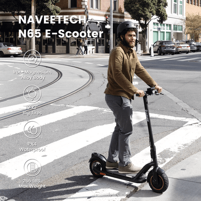 NAVEE N65 Electric Scooter w/40 mi Max Operating Range & 20 mph Max Speed - Black