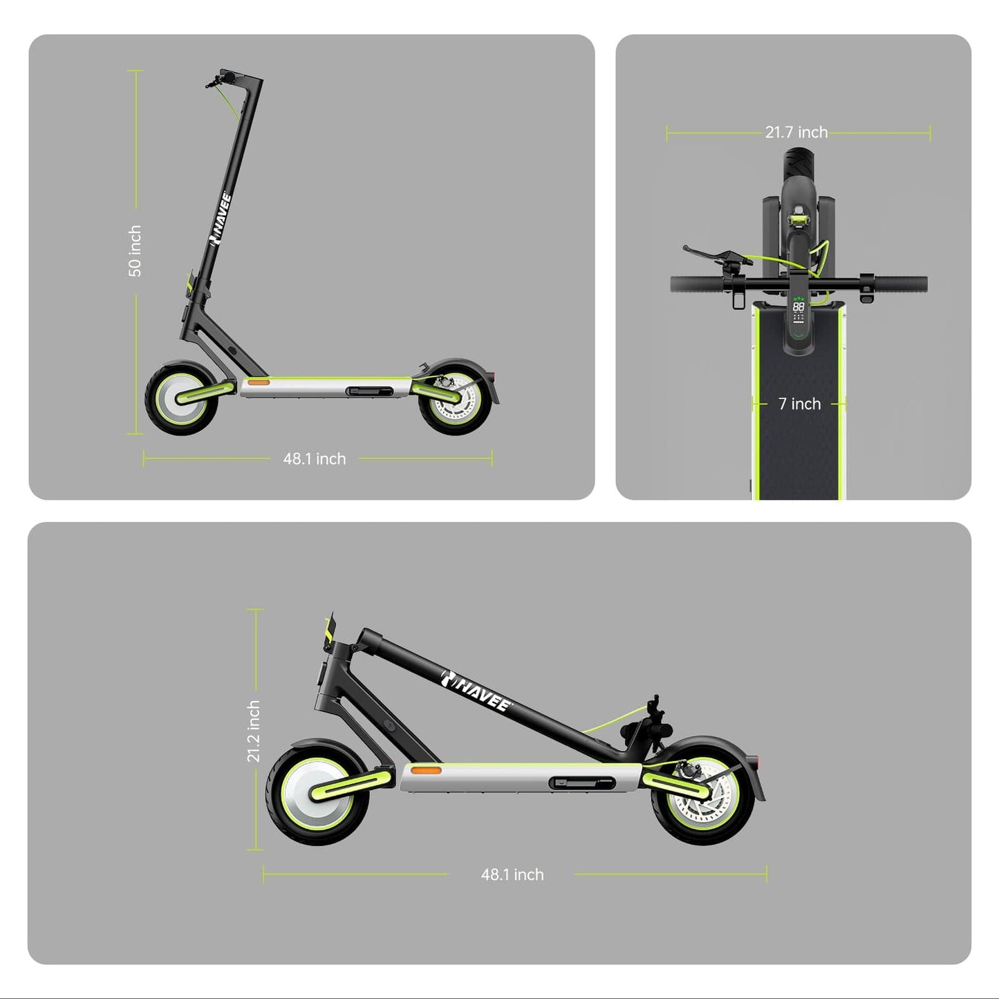 NAVEE S65 Electric Scooter w/40 mi Max Operating Range & 20 mph Max Speed - Green