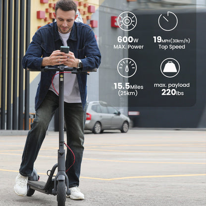 NAVEE V25 Pro Electric Scooter w/15.5 mi Max Operating Range & 18.6 mph Max Speed - Black