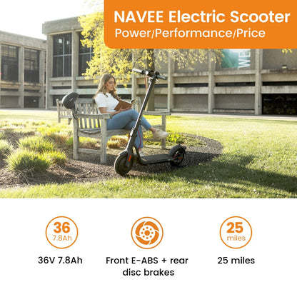 NAVEE V40 Foldable Electric Scooter w/ 25 Miles Max Operating Range & 20 mph Max Speed - Black