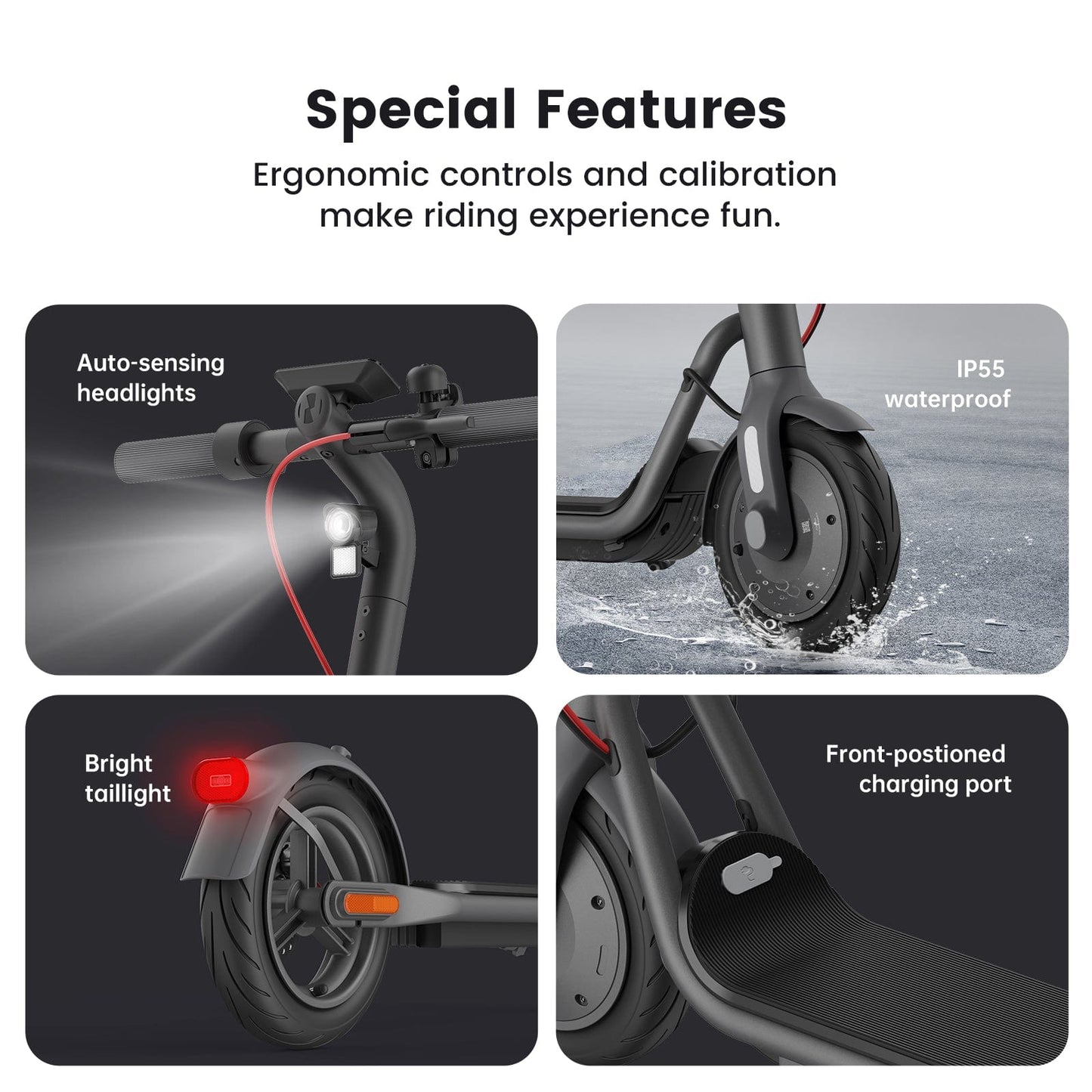 NAVEE V40 Foldable Electric Scooter w/ 25 Miles Max Operating Range & 20 mph Max Speed - Black